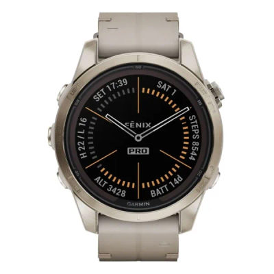 Garmin Fenix 7S Pro Sapphire Solar Soft Gold Limestone Leather Strap — 2