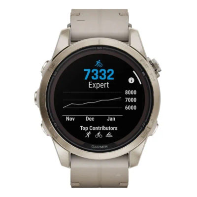 Garmin Fenix 7S Pro Sapphire Solar Soft Gold Limestone Leather Strap — 3