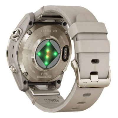 Garmin Fenix 7S Pro Sapphire Solar Soft Gold Limestone Leather Strap — 5