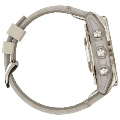 Garmin Fenix 7S Pro Sapphire Solar Soft Gold Limestone Leather Strap — 6