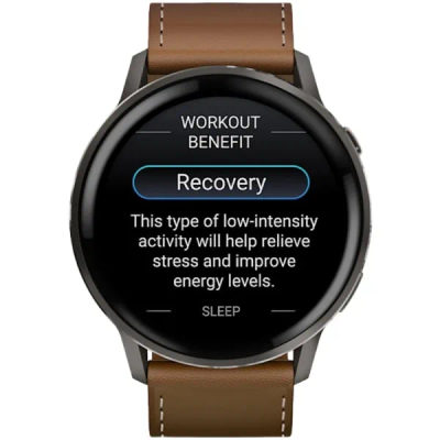 Garmin Venu 4 — 45 мм Slate / Black + Brown Leather Band — 2