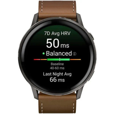 Garmin Venu 4 — 45 мм Slate / Black + Brown Leather Band — 3