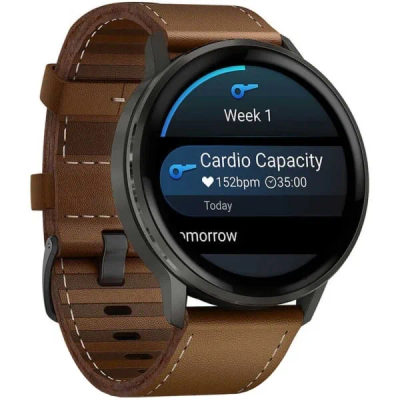Garmin Venu 4 — 45 мм Slate / Black + Brown Leather Band — 4
