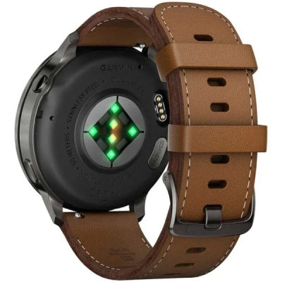 Garmin Venu 4 — 45 мм Slate / Black + Brown Leather Band — 6