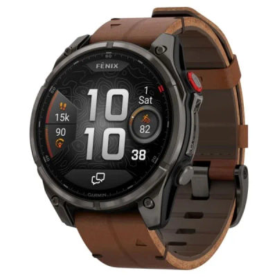 Garmin Fenix 8 Pro — 47 мм AMOLED Sapphire Carbon Grey DLC Titanium / Chestnut Leather Band — 2