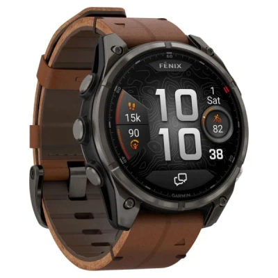 Garmin Fenix 8 Pro — 47 мм AMOLED Sapphire Carbon Grey DLC Titanium / Chestnut Leather Band — 3