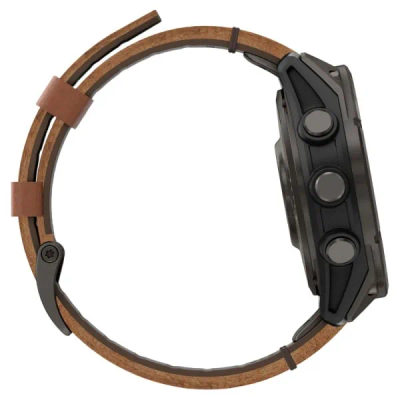 Garmin Fenix 8 Pro — 47 мм AMOLED Sapphire Carbon Grey DLC Titanium / Chestnut Leather Band — 5