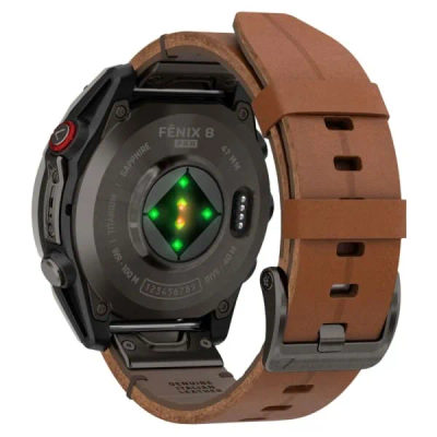 Garmin Fenix 8 Pro — 47 мм AMOLED Sapphire Carbon Grey DLC Titanium / Chestnut Leather Band — 6