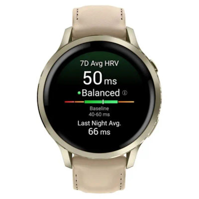 Garmin Venu 4 — 41 мм Lunar Gold / Bone + Light Sand Leather Band — 2