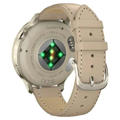Garmin Venu 4 — 41 мм Lunar Gold / Bone + Light Sand Leather Band — 5