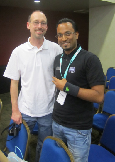 from left to right: PHP Interview With Rob Allen with 7PHP aka Khayrattee