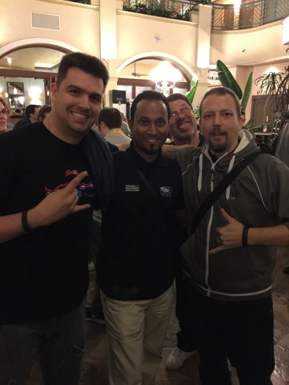 L to R: Rafael Dohms - Khayrattee - Michelangelo at Miami 2015 for SunshinePHP