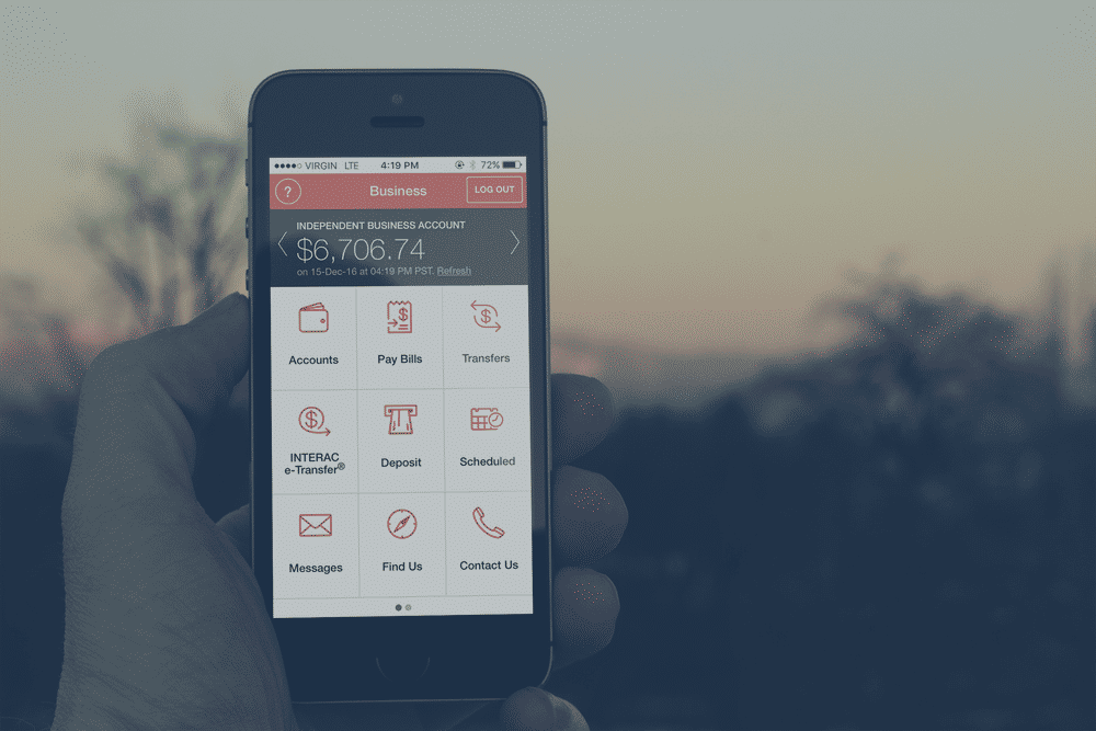 Mobile banking UI for Central 1 credit unions