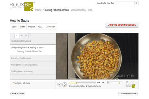Rouxbe interactive recipe player interface
