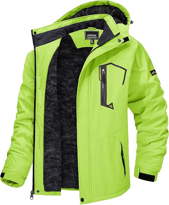 TACVASEN Men's Winter Skiing Jacket in Neon Green