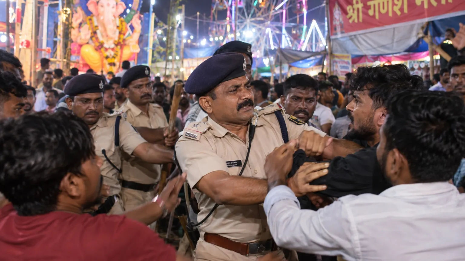Chaos at Mokama Ganesh Fair, Trouble Erupts With Police Too; Two Detained