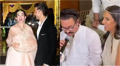 Film producer Madhu Mantena’s wedding reception in Mumbai on Sunday. Mantena tied the knot to yoga instructor Ira Trivedi in an intimate ceremony on Sunday.