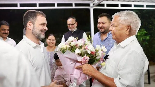 Congress leader Rahul Gandhi met with RJD Supremo Lalu Prasad Yadav on Friday after getting a huge relief from the Supreme Court.