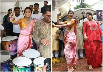 बप्पा की विदाई पर जमकर थिरकीं शिल्पा शेट्टी, पति राज कुंद्रा ने 2 साल बाद..