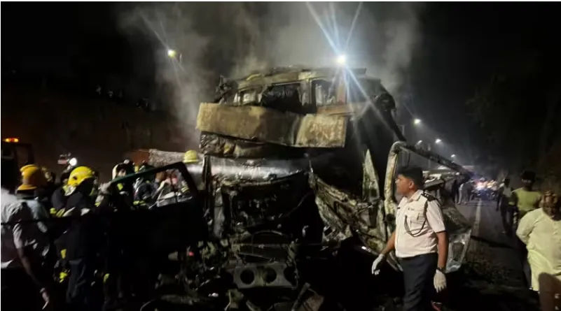 Truck Collision Sparks Deadly Fire on Pune’s Navale Bridge: Four Fatalities, Two Injured