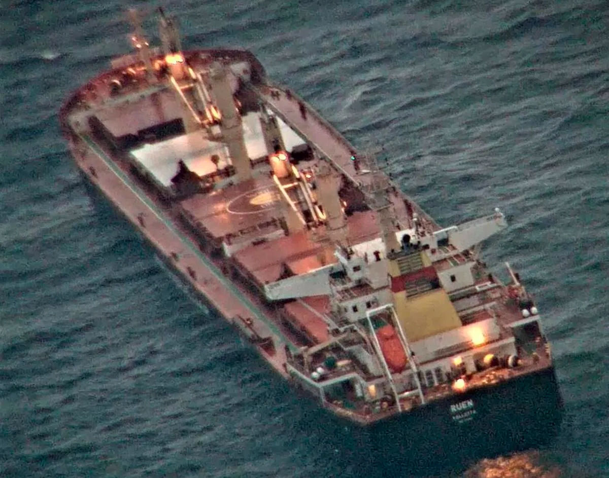 A wounded sailor from a commandeered ship was transferred to an Indian stealth warship for medical attention.