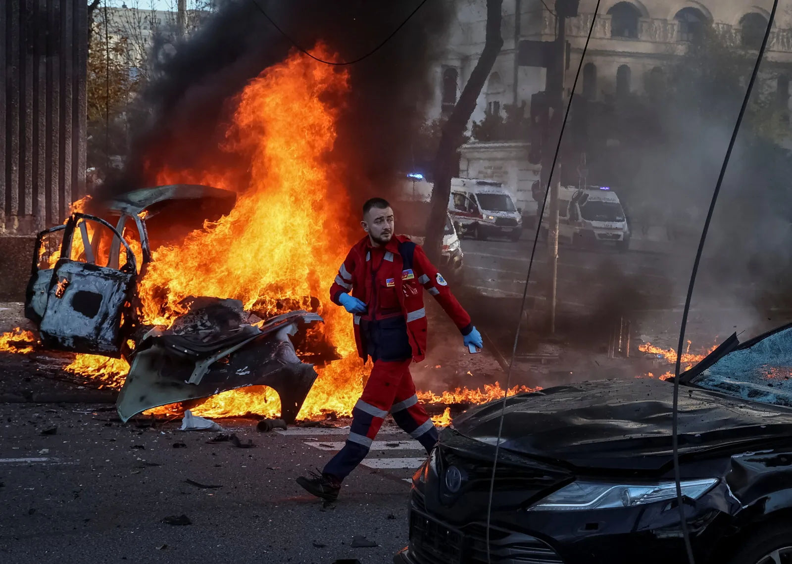 Russia strikes Ukrainian targets with one of the largest aerial bombardments of the year.