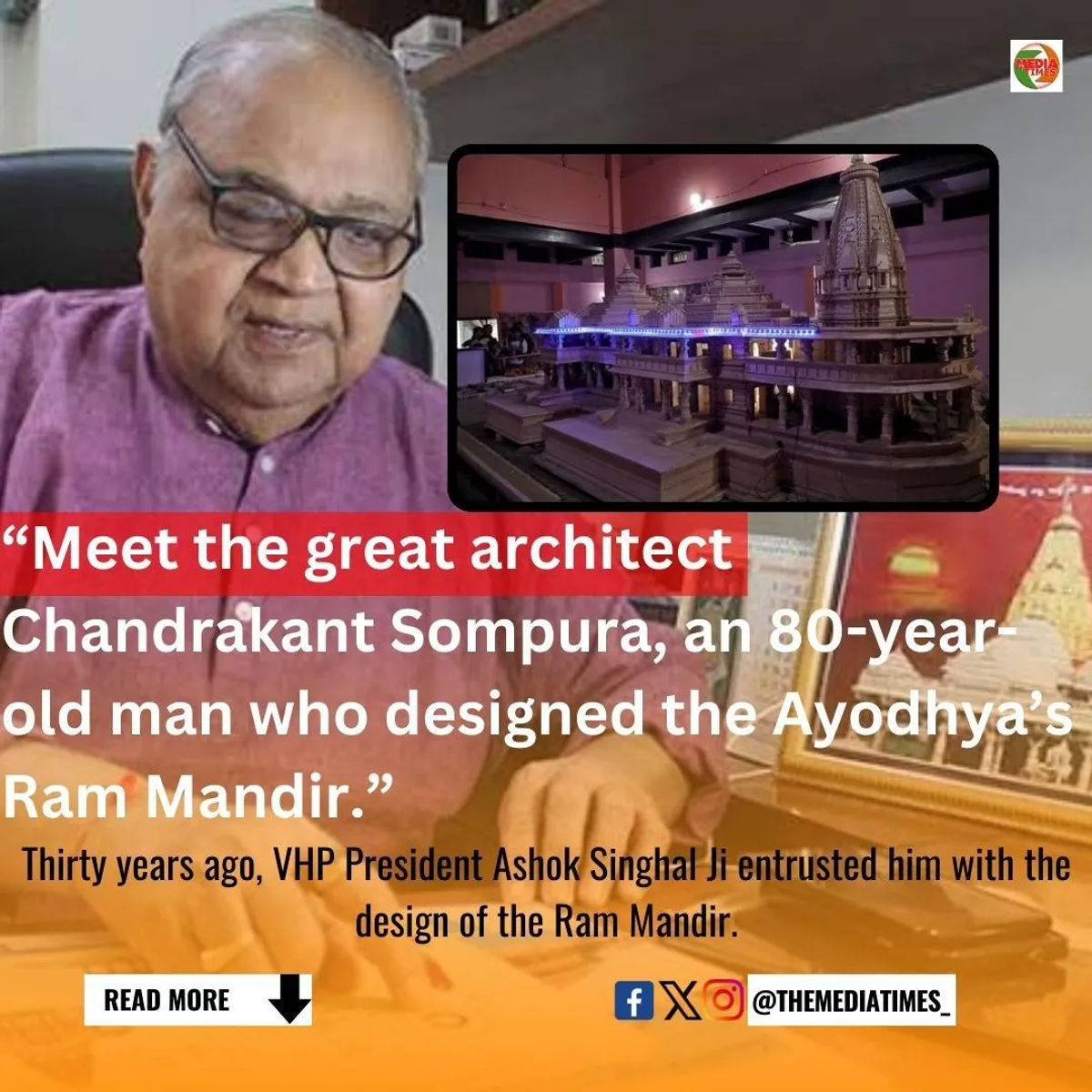 “Chandrakant Sompura: The Architectural Maestro Behind India’s Iconic Ram Mandir”