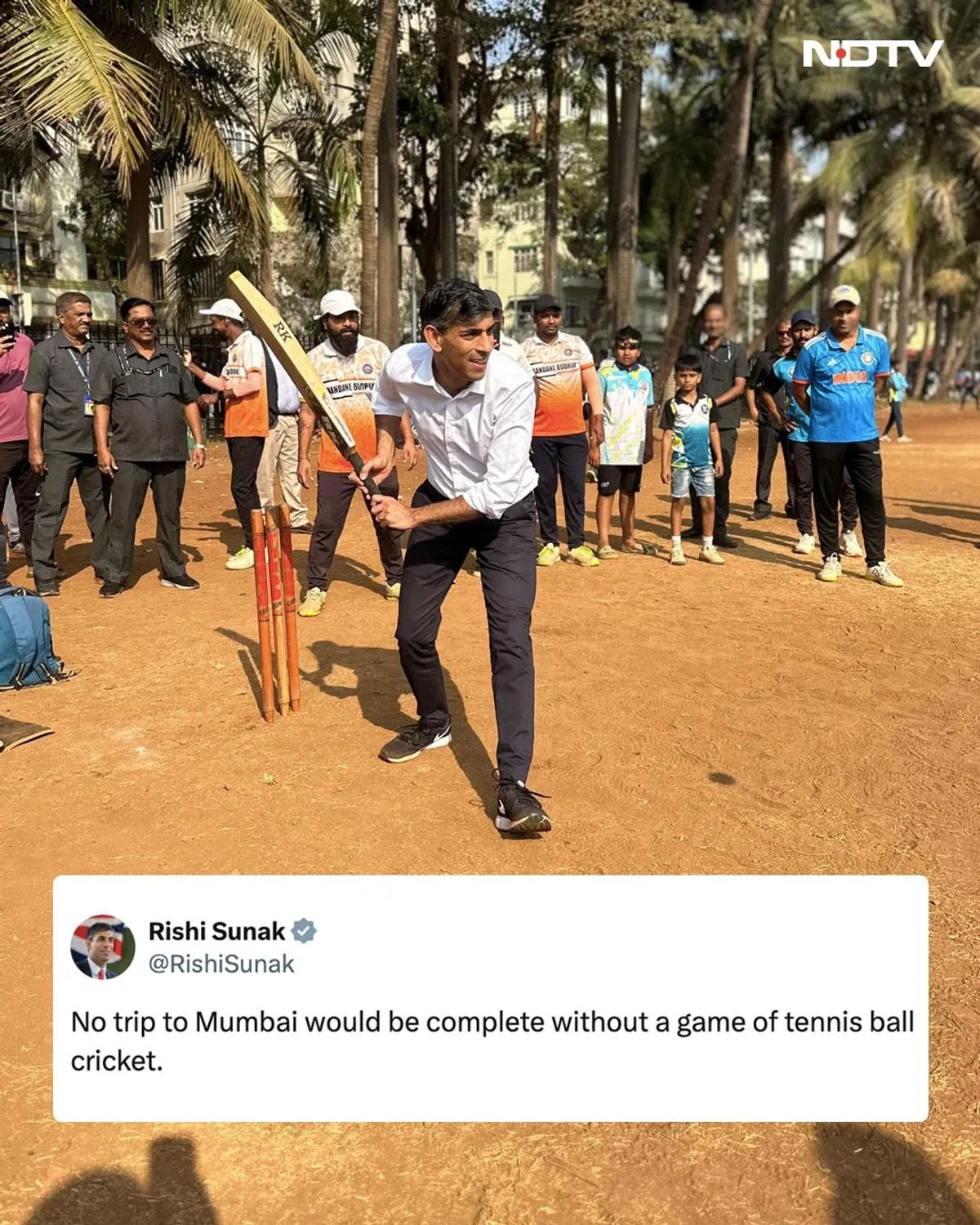 Rishi Sunak Visits Mumbai, Joins in for a Game of Tennis Ball Cricket