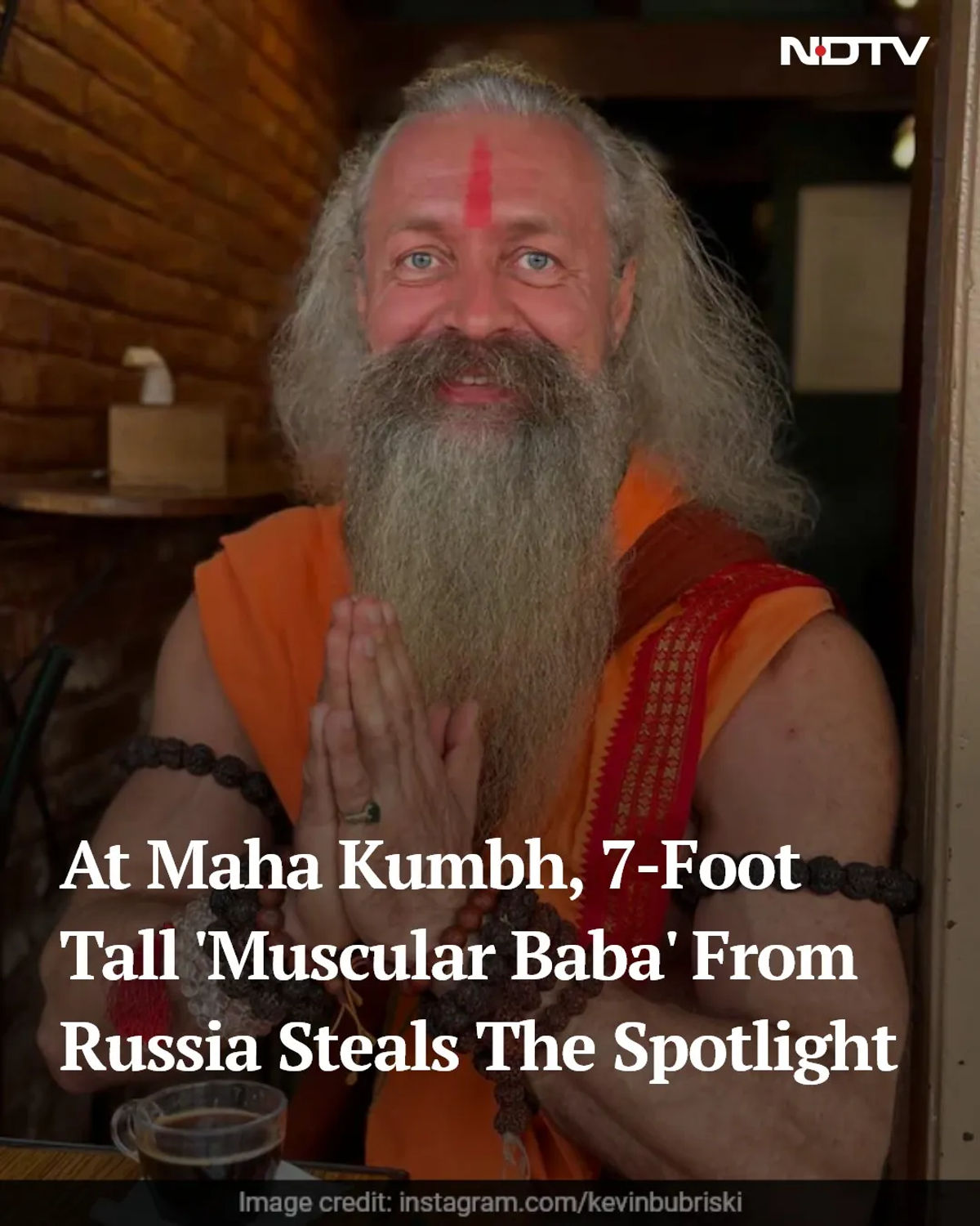 7-Foot ‘Muscular Baba’ From Russia Becomes Maha Kumbh’s Biggest Attraction