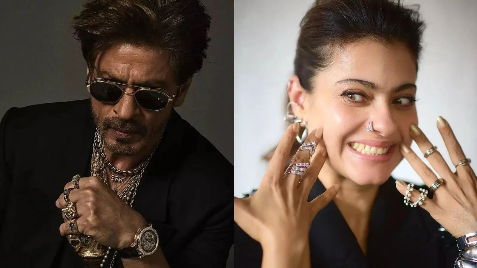 काजोल ने शाहरुख के मेट गाला लुक को कॉपी करते हुए ब्लैक ब्लेज़र, चंकी सिल्वर ब्रेसलेट्स, कई अंगूठियां, नाक की अंगूठी और सिल्वर बालियां पहनीं।