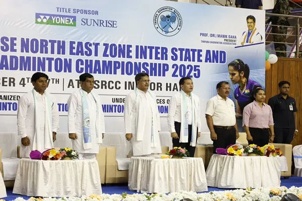 Tripura Chief Minister Dr. Manik Saha inaugurated the Yonex Sunrise North East Zone Inter-State and Zonal Badminton Championship 2025
