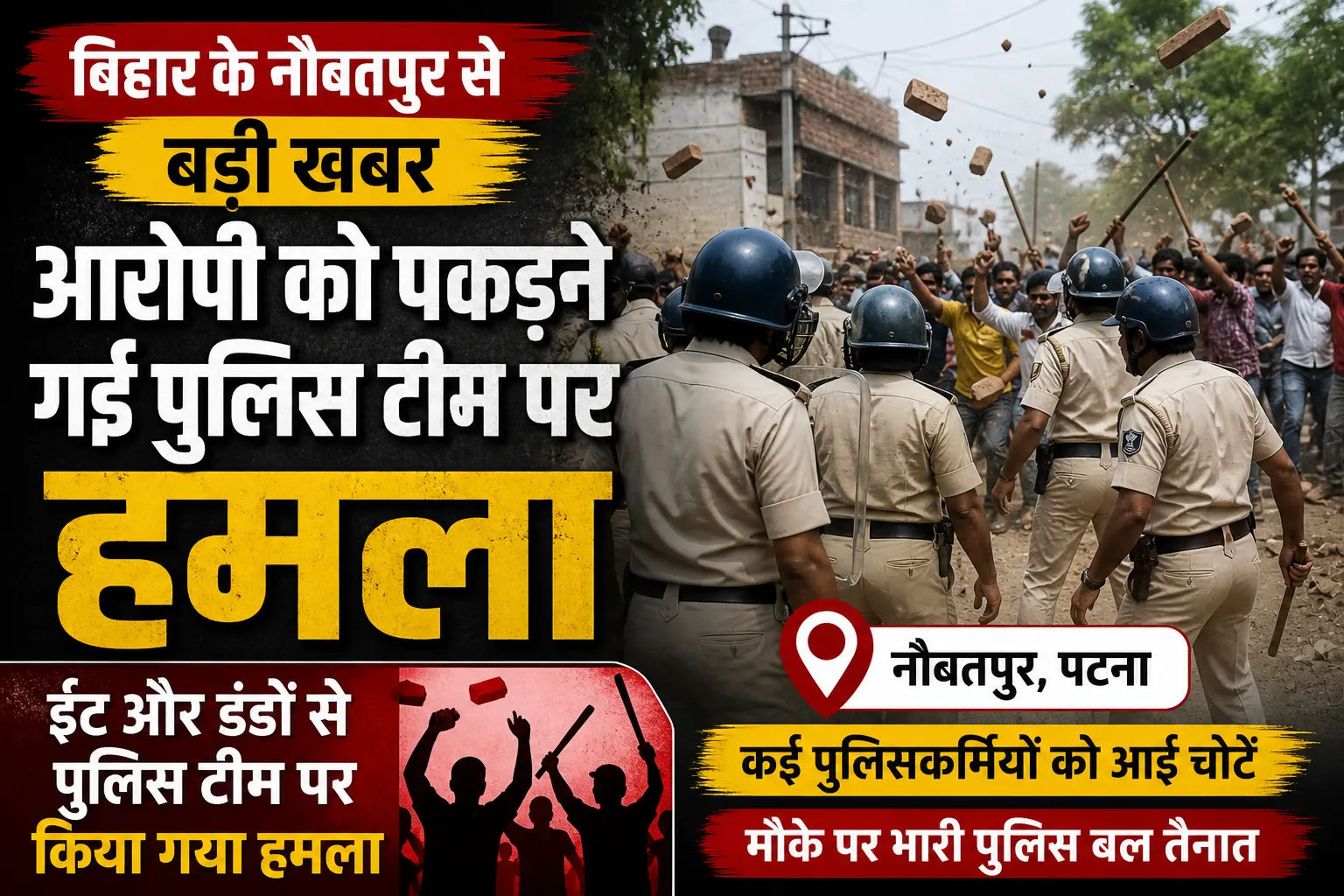 नौबतपुर में गिरफ्तारी के दौरान पुलिस टीम पर हमला, कई हमलावरों की पहचान शुरू