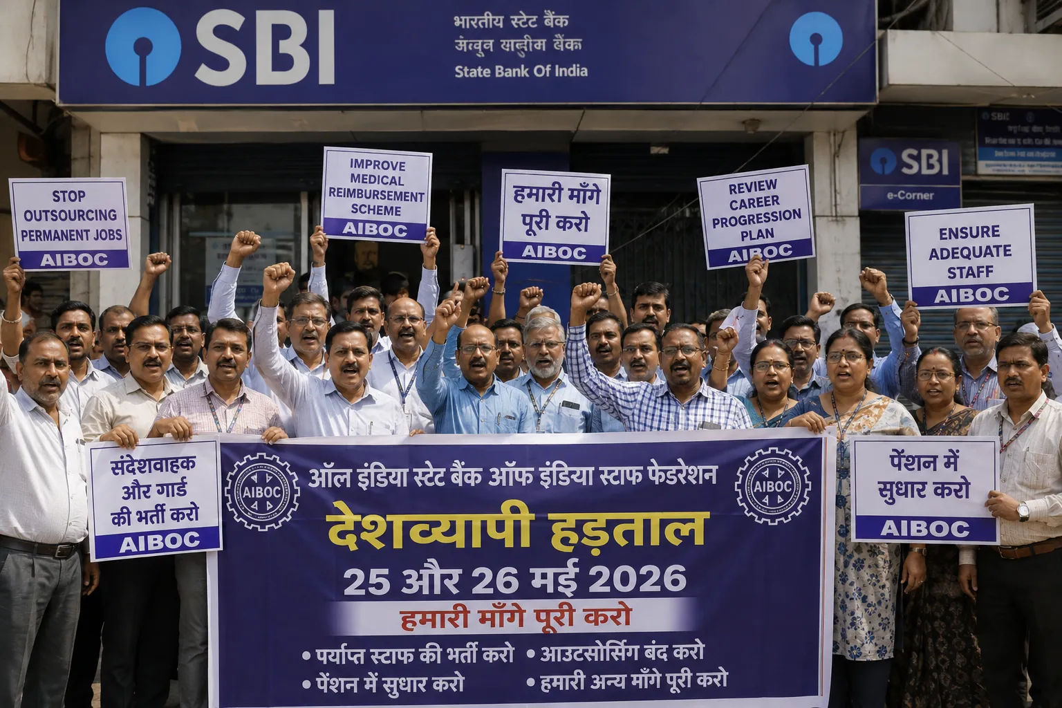 एसबीआई कर्मचारियों की 25-26 मई को देशव्यापी हड़ताल, बैंक प्रबंधन पर मनमानी का आरोप