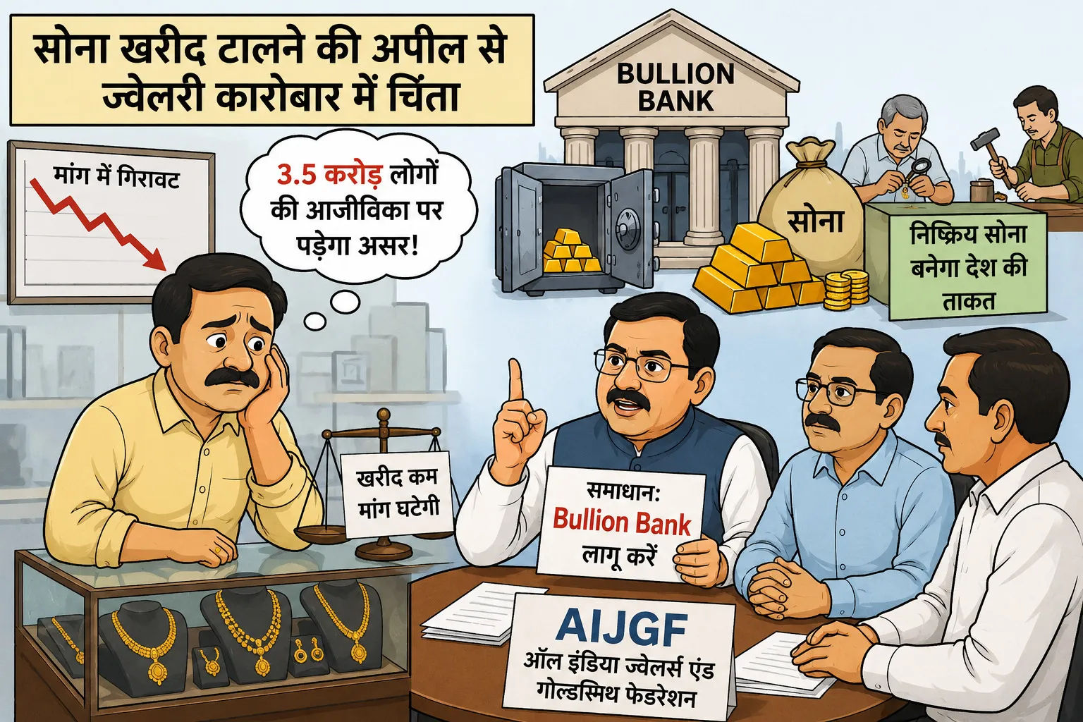 सोना खरीद टालने की अपील से ज्वेलरी कारोबार में चिंता, AIJGF ने उठाई Bullion Bank की मांग