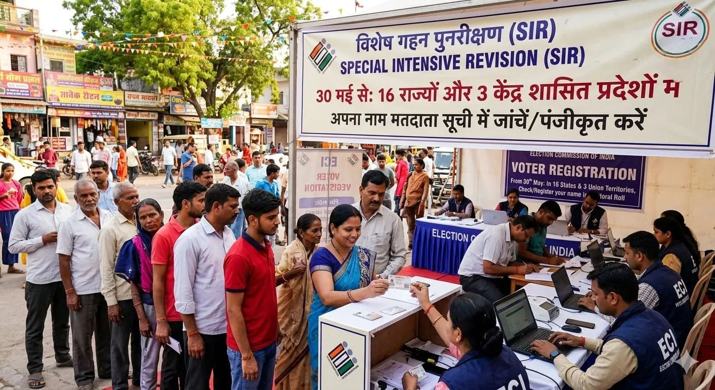 16 राज्यों और 3 केंद्र शासित प्रदेशों में विशेष गहन पुनरीक्षण (SIR) 30 मई से
