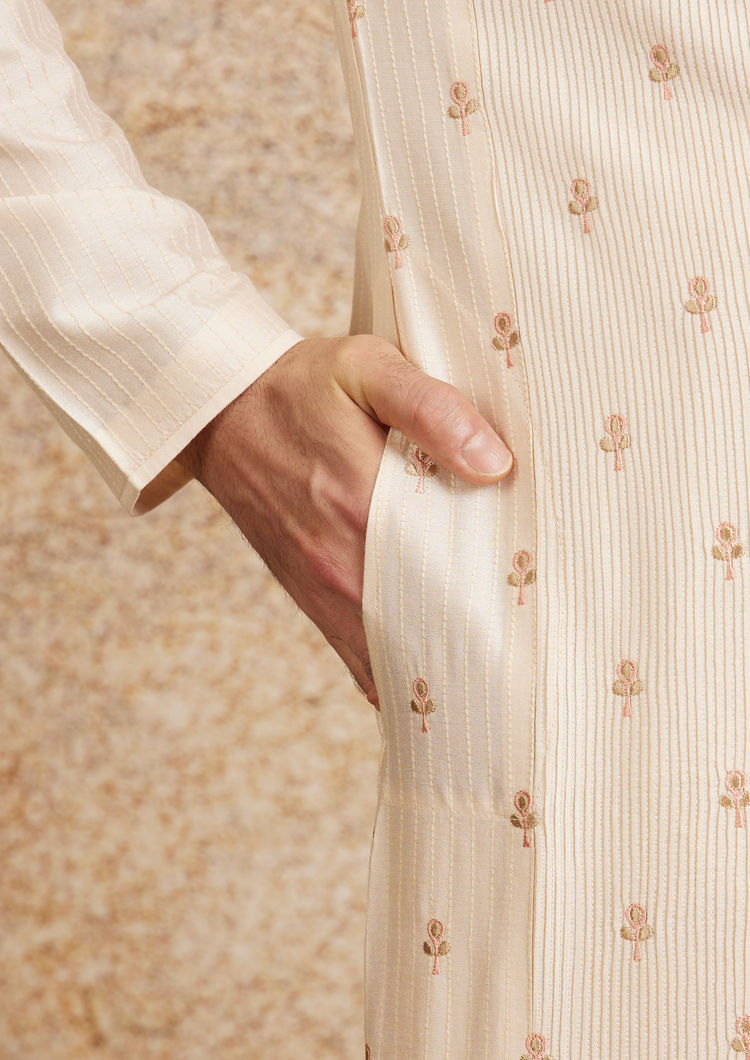 Twamev Men Peach Bliss Kurta Pajama
