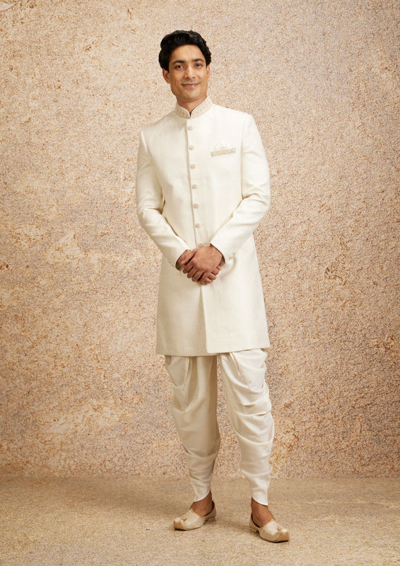 Twamev Men Cream Colored Elegance Sherwani