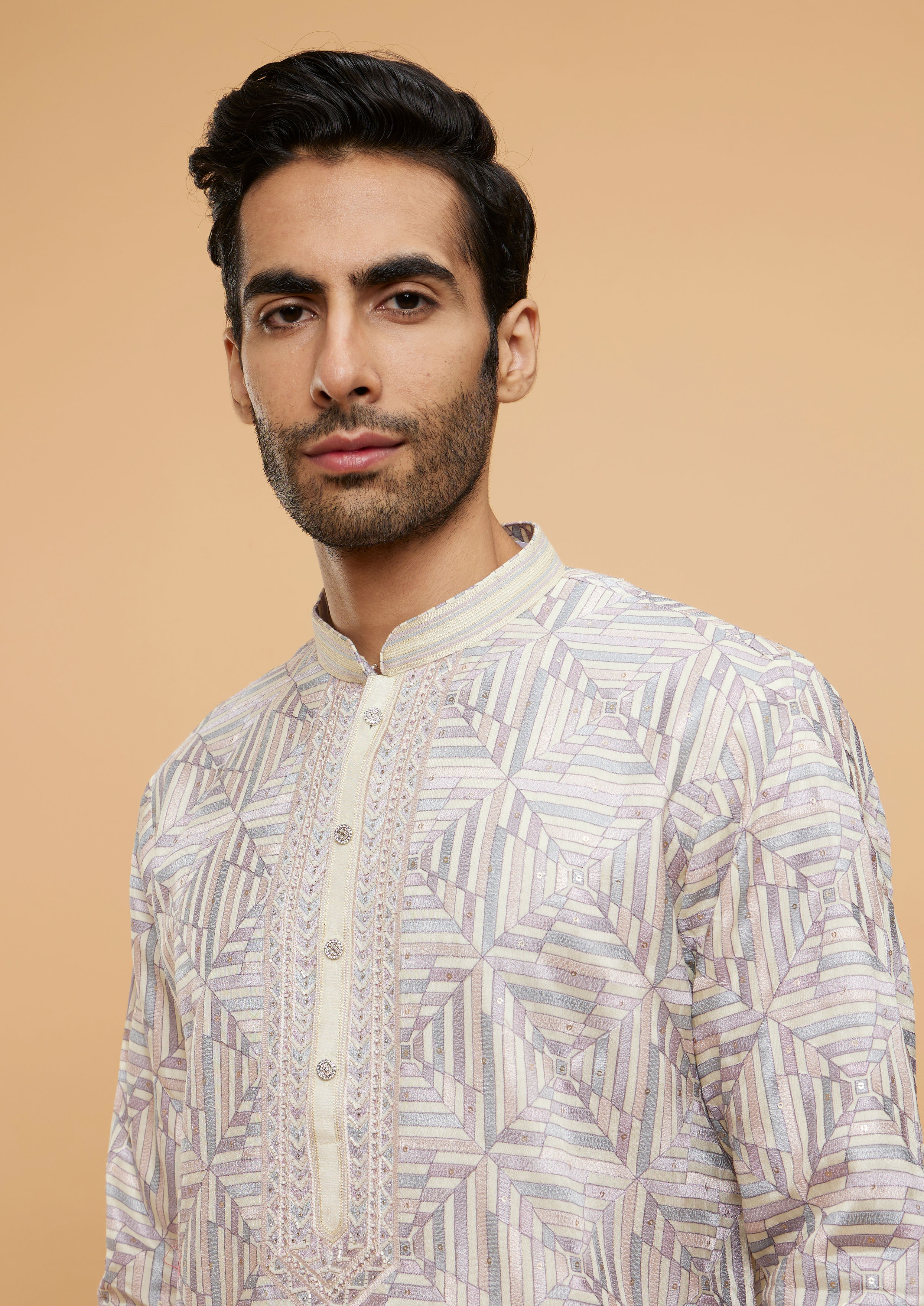 Twamev Men Cream Delight Kurta Pajama