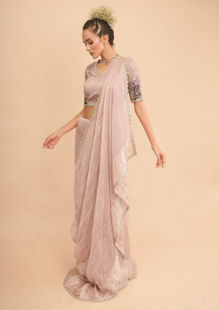 Twamev Women Purple Radiance Organza Saree