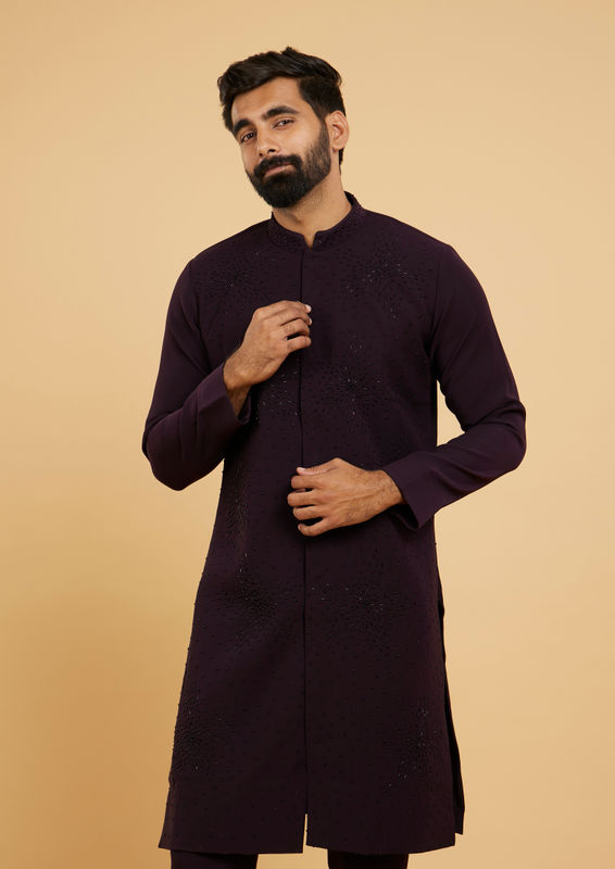 Twamev Men Radiant Wine Kurta Pajama