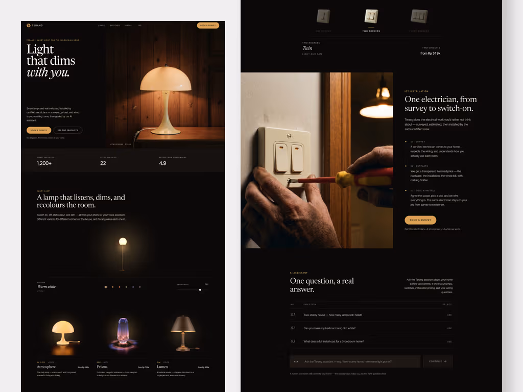Terang - Landing Page IoT Lampu Pintar dan Instalasi