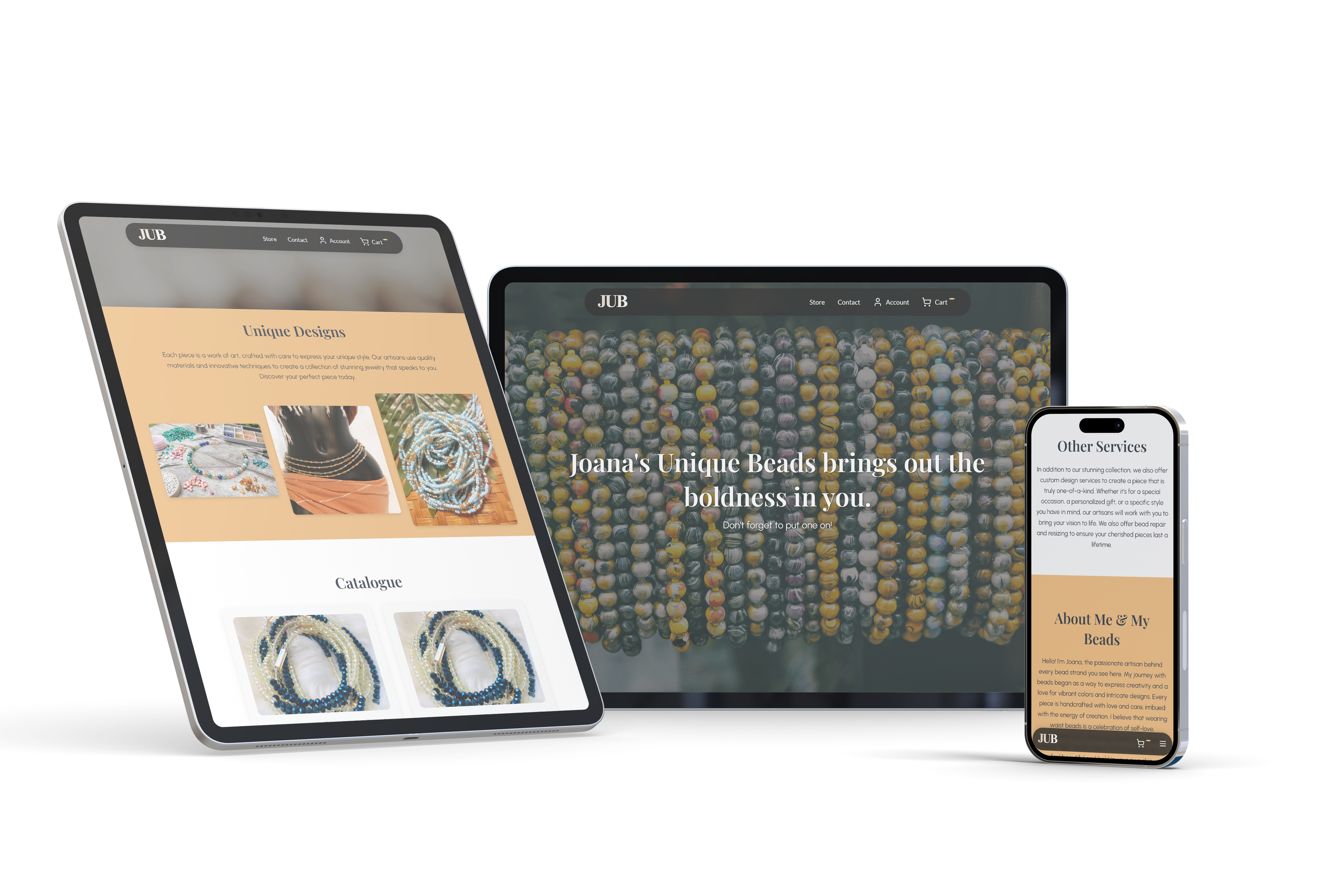 JUBeads website displayed on devices