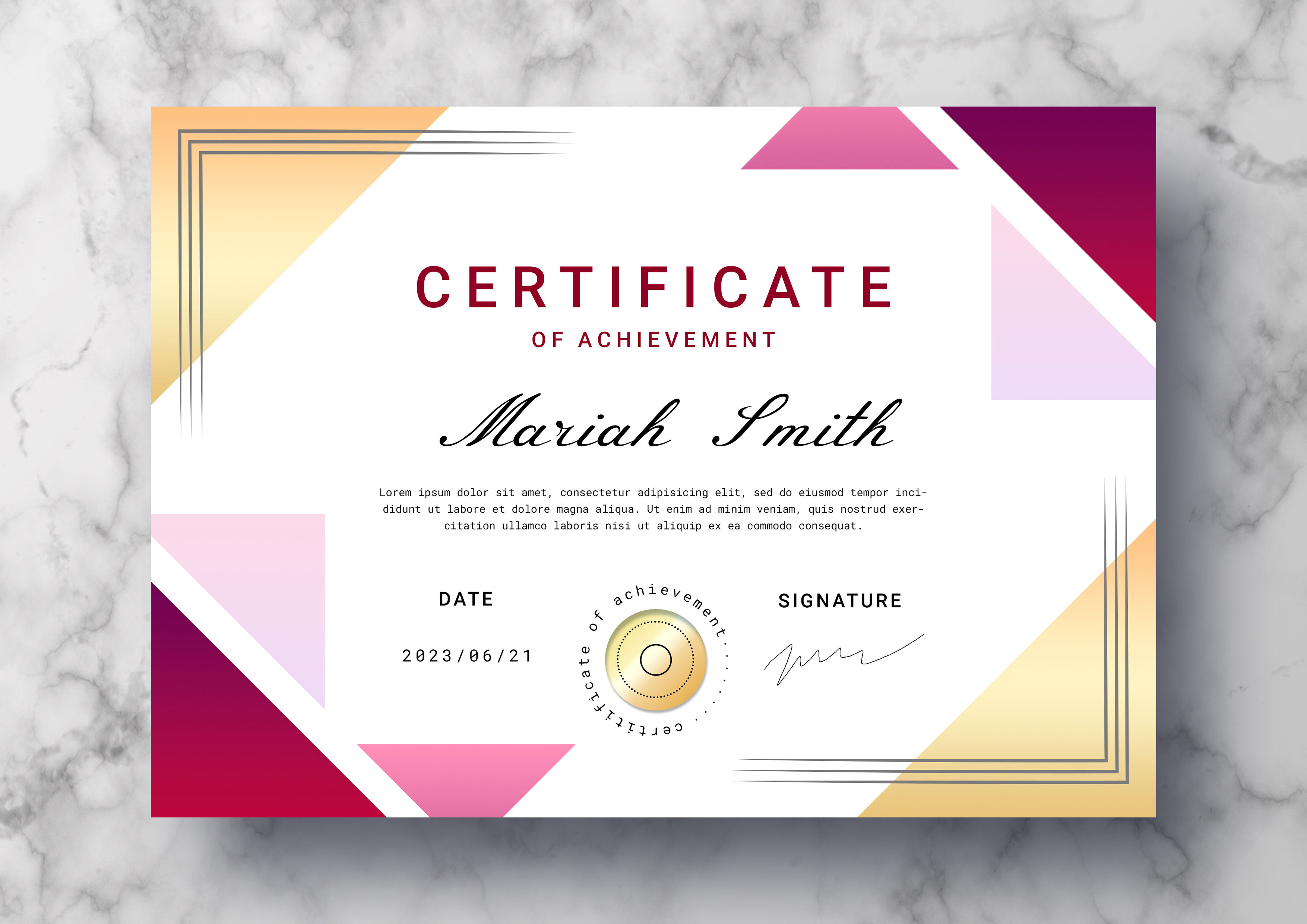 Certificate design example 2