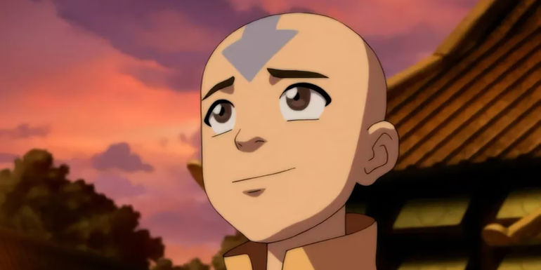 Aang looking up in Avatar the last airbender