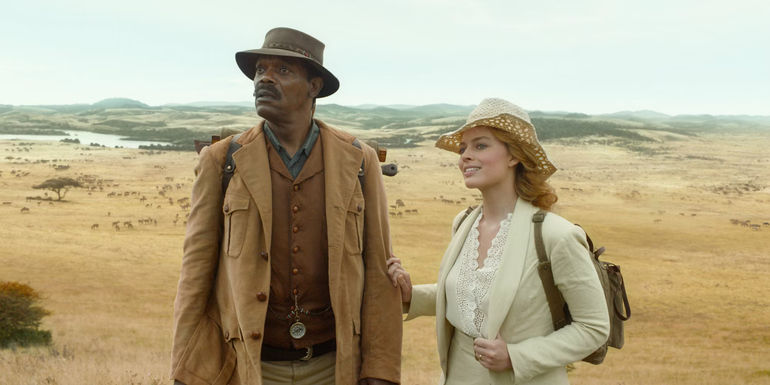 Samuel L Jackson and Margot Robbie in Legend of Tarzan