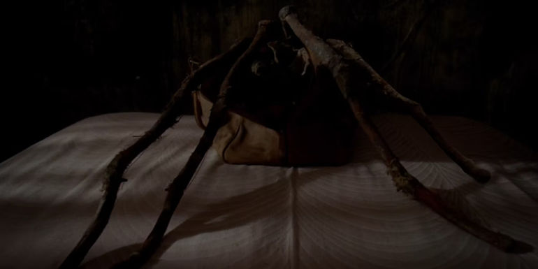 Spider-legs coming out of a bag in Possum 
