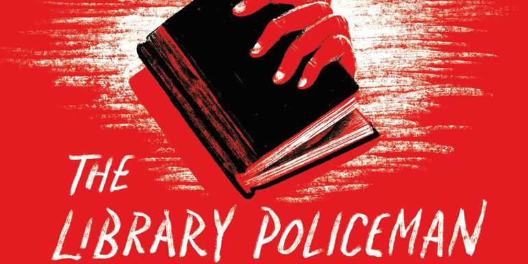 A cover image for Stephen King's The Library Policeman depicting a hand emerging from a book