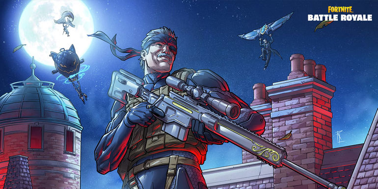 Fortnite Tactical Advantage Loading Screen featuring Solid Snake