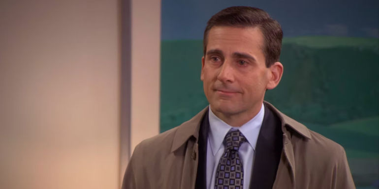 Michael Scott crying in Goodbye, Michael