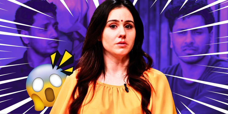 90 Day Fiance's Kimberly Rochelle & TJ Goswami, with shocked face emoji